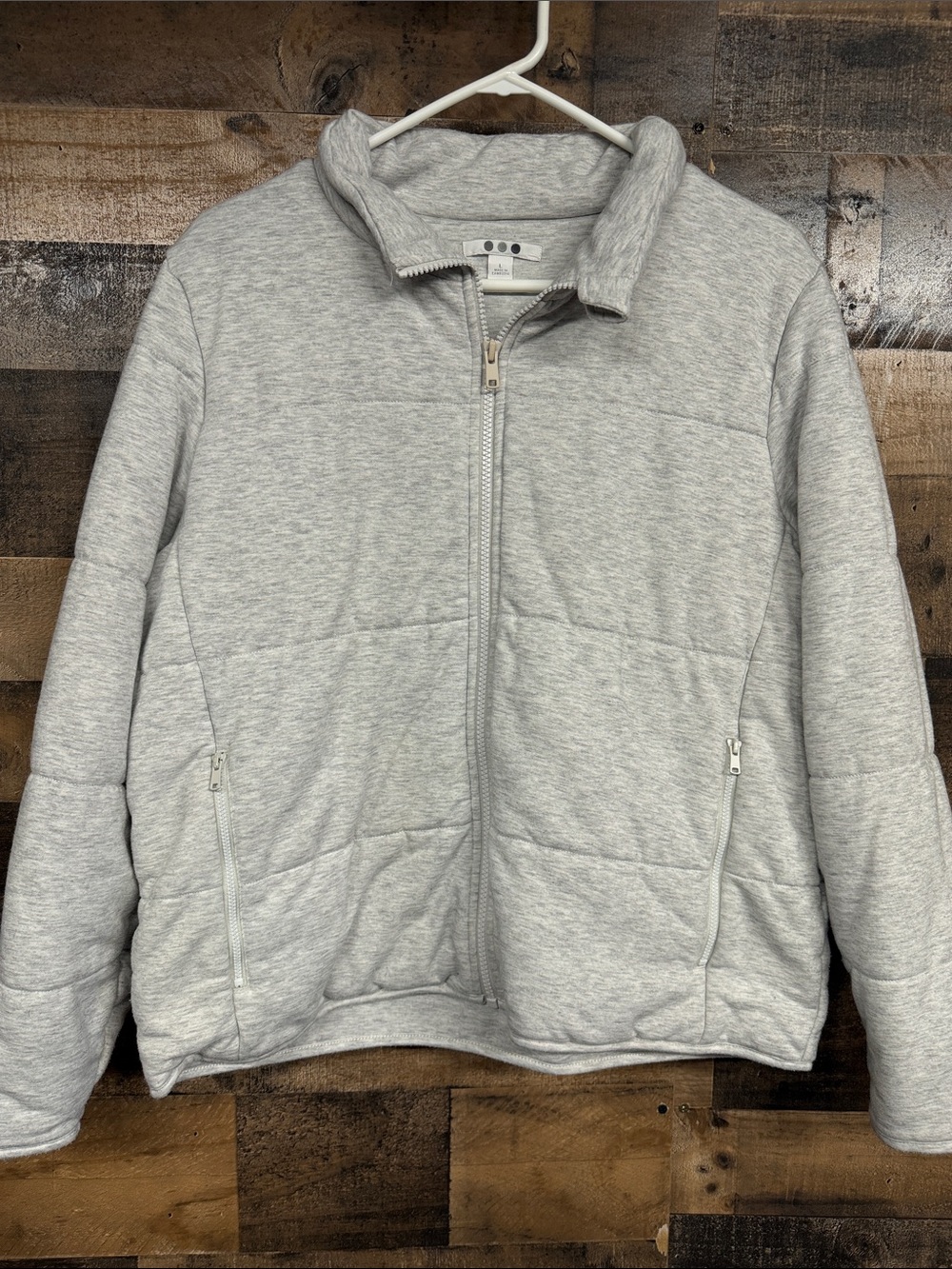 Three Dots Light Gray Quilted Jacket
